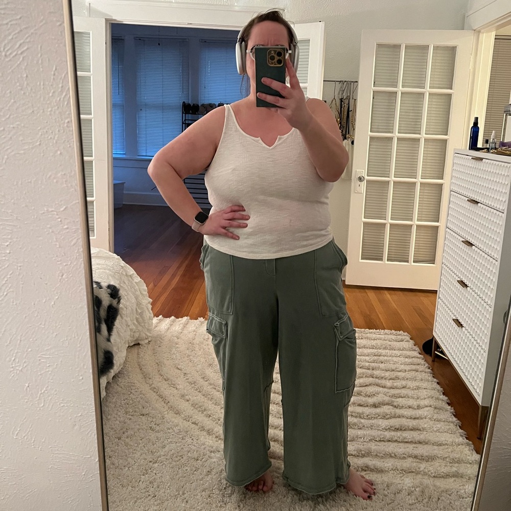Daily Practice by Anthropologie Utility Wide-Leg Pants green in 1X